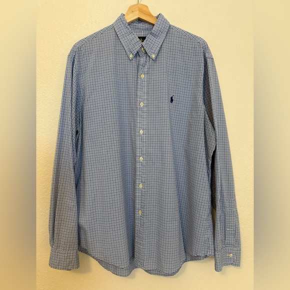 Polo Ralph Lauren Men’s Blue Gingham Check Button-Down Shirt - Picture 2 of 6